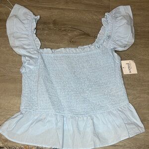 Light Blue Ruffled Women's Top